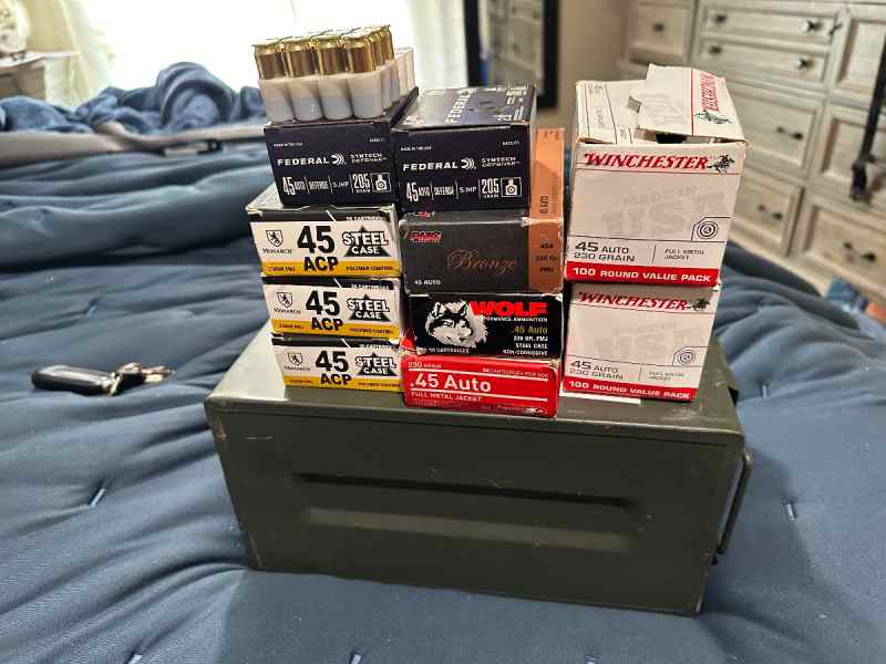 45 acp ammo. Assorted. 450 ish rounds. $185